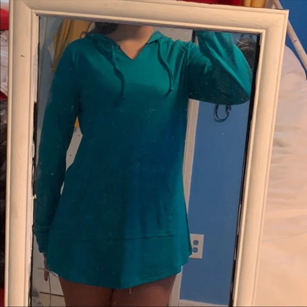 teal sweatshirt dress